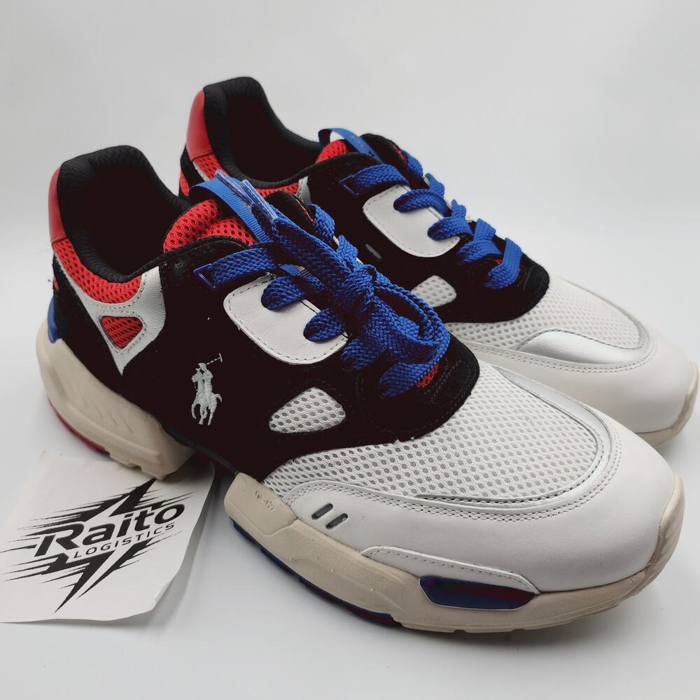 Mens Sz 9 Polo Ralph Lauren Sneakers Jogger Colorblocked Leather Low Top Lace Up